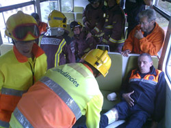 FGC realiza un simulacro de rescate en un cremallera descarrilado en el Valle de Nuria