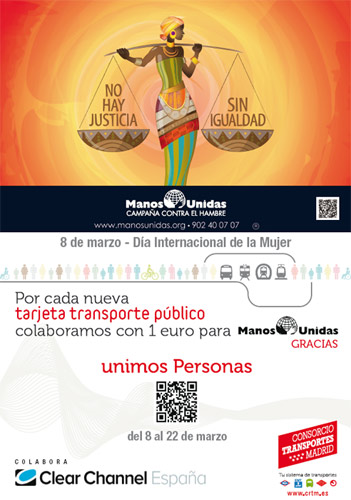 Un euro para Manos Unidas por cada nueva tarjeta de transporte emitida en Madrid
