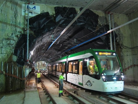 Un tren recorre por primera vez las l�neas 1 y 2 del Metro de M�laga de forma continuada 