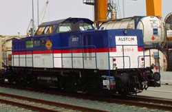 Locomotoras híbridas de maniobras H3 de Alstom utilizadas en fábricas de automóviles