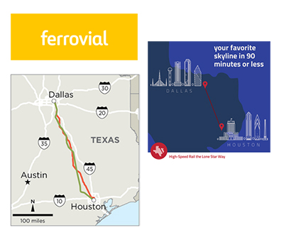 Ferrovial realizará los trabajos de ingeniería y diseño de la alta velocidad de Texas