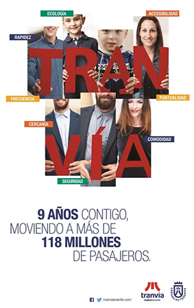 El tranvía de Tenerife cumple hoy nueve años de servicio