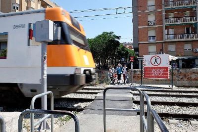 Obras de integracin del ferrocarril en Sant Feliu de Llobregat