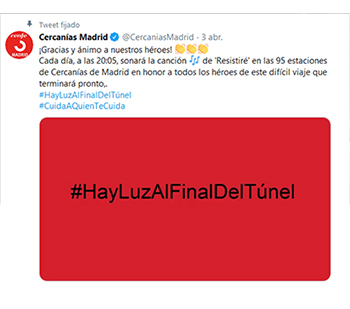 �Resistir� suena cada tarde por megafon�a en las 95 estaciones del n�cleo de cercan�as de Madrid