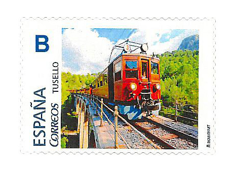 Un sello con la imagen del Ferrocarril de S�ller