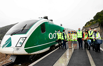 Primer viaje del tren de pruebas por la Variante de Pajares 