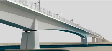 Comienza la construcción del tablero del viaducto sobre el río Aragón, entre los municipios navarros de Villafranca y Peralta