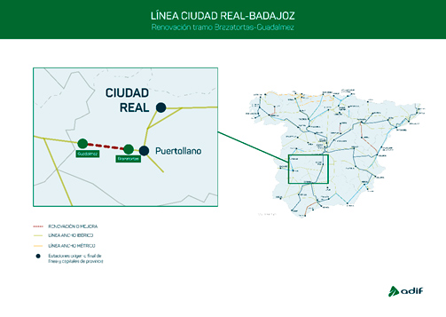 A licitaci�n la renovaci�n de v�a del tramo Brazatortas-Guadalmez en la provincia de Ciudad Real�