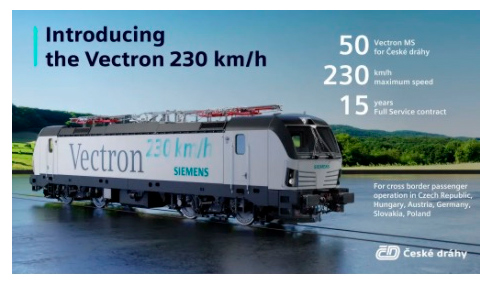 Siemens suministrará cincuenta locomotoras Vectron a los Ferrocarriles Checos