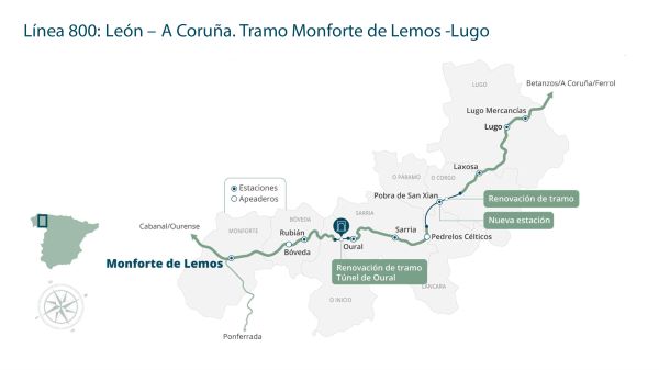 Obras de mejora en el tramo Monforte de Lemos-Lugo del 17 al 19 de septiembre