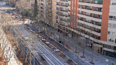 Avanzan las obras de la conexi�n tranviaria por la Diagonal de Barcelona