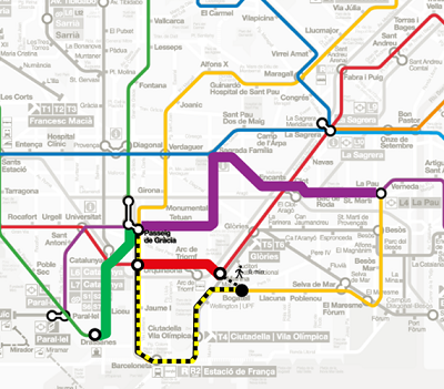 Obras para renovar la línea 4 de metro de Barcelona y para la conexión del tranvía