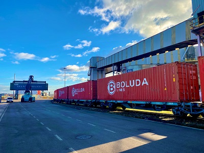 Primer servicio entre Abroñigal y la terminal de contenedores de Boluda en Santander