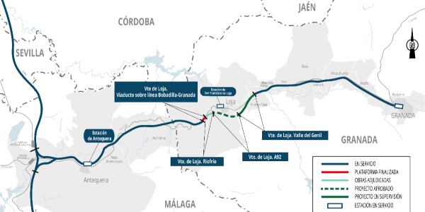 Adjudicada la construcci�n de la plataforma del tramo variante de Loja-Riofr�o, en Granada