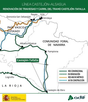 A licitaci�n la sustituci�n de traviesas y carril en el tramo Castej�n-Tafalla, Navarra
