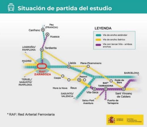 Estudio de un nuevo itinerario de mercancías entre el tramo Pau-Canfranc y el Corredor Mediterráneo