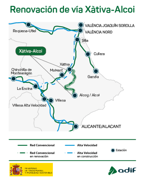 Próximo inicio de las obras de renovación integral de la línea Játiva-Alcoy