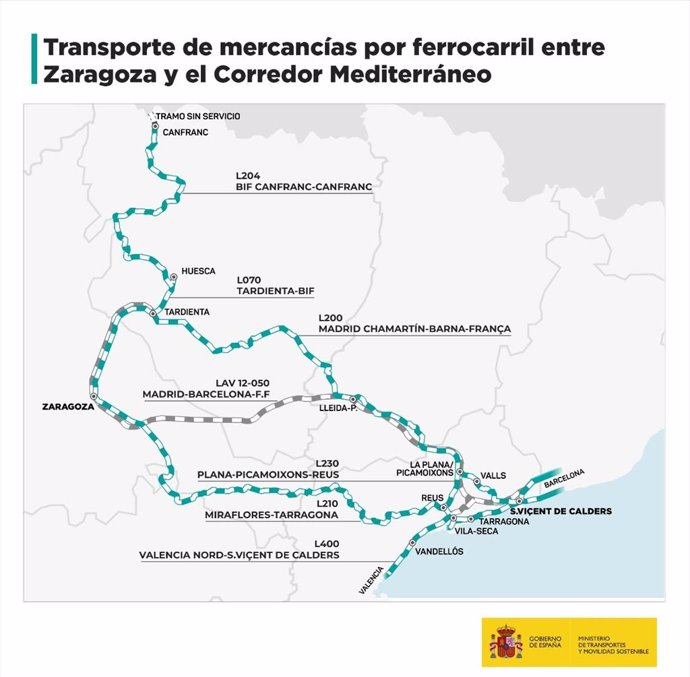 Licitados los estudios informativos para reforzar el ferrocarril de mercancías entre Aragón y Cataluña