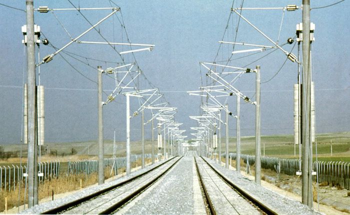 Tramo de pruebas de alta velocidad entre Parla (Madrid) y La Sagra (Toledo) a punto en 1991.