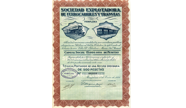 En 1923 la Sociedad Explotadora de Ferrocarriles y Tranvías asumió la gestión del «Topo». Archivo de Pedro Pérez Amuchastegui