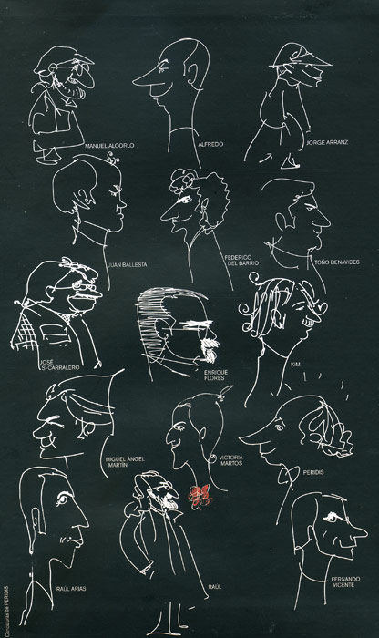Caricaturas de los quince ilustradores que participan en la edición del libro