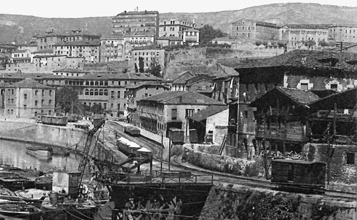 Vista de la estación de Atxuri, a finales del siglo XIX. Archivo EuskoTren/Museo Vasco del Ferrocarril.