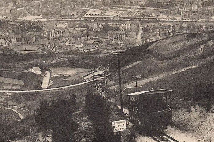 Vista del funicular de Artxanda desde la estación superior. Colección de Joseba Barrio Ezkerra