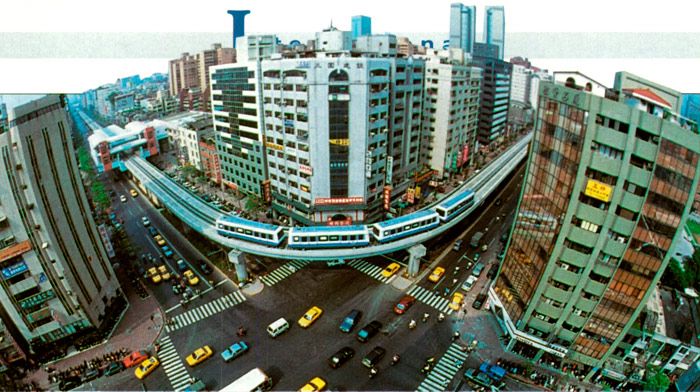 Tres años después de lo previsto se inaugura el metro automático VAL de Taipei, capital de Taiwán.