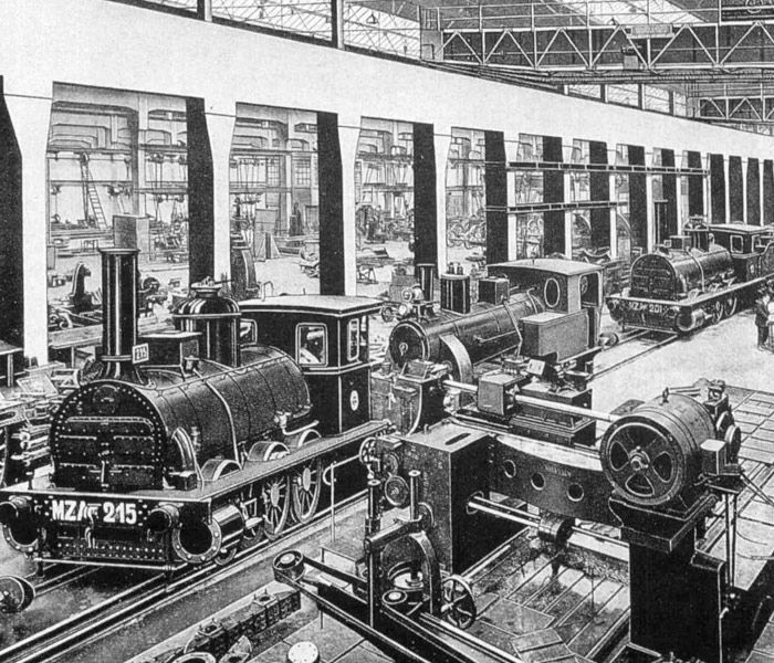 Taller de montaje de locomotoras de Babcock & Wilcox.