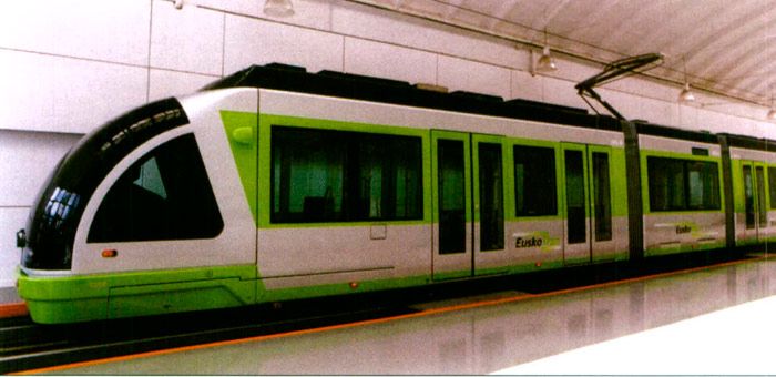 Tranvía de Bilbao en pruebas en 2002.